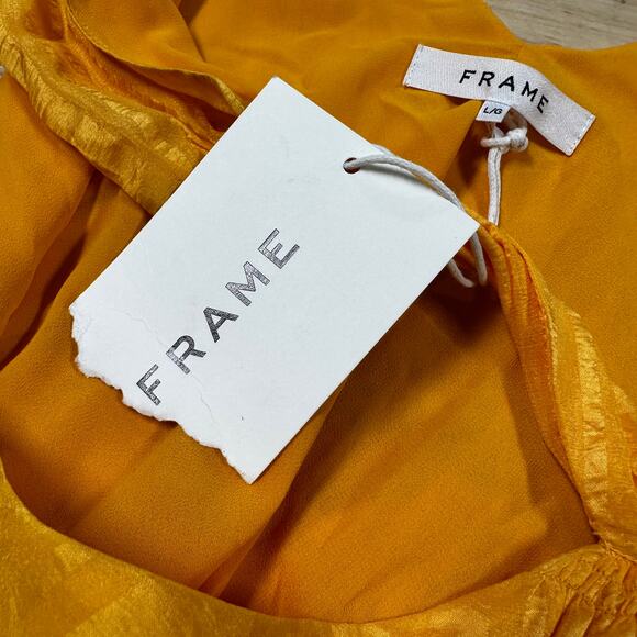 Frame Silk Crinkle Draped Halter Neck Top Orange Women's Size Large New With Tag - Picture 6 of 11